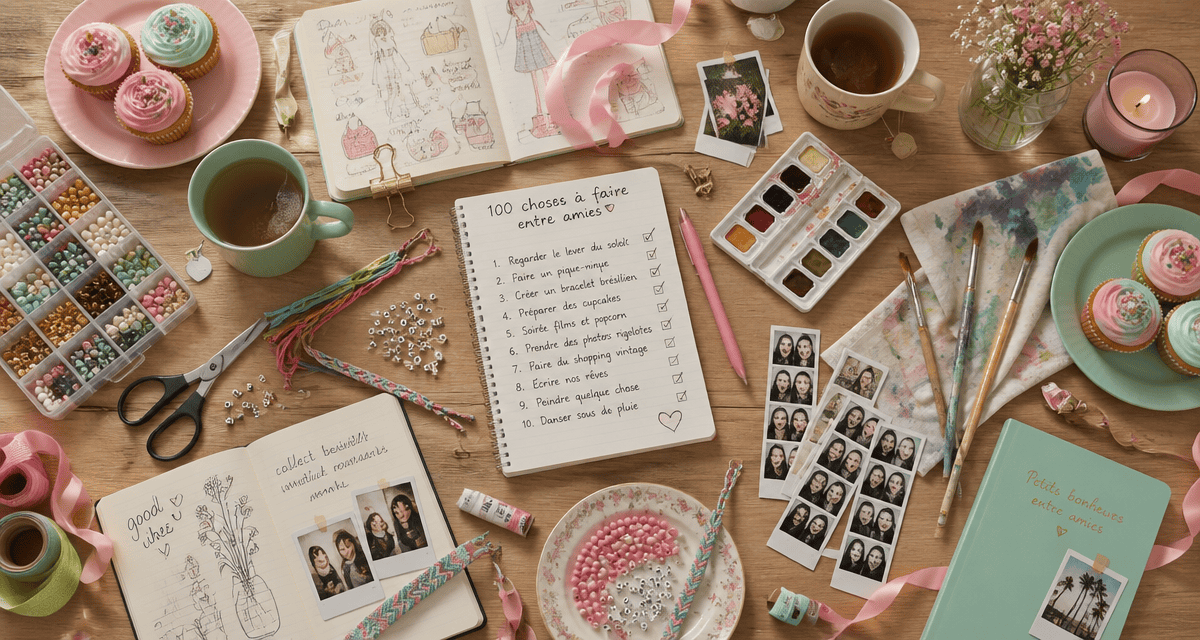 100 choses à faire avec sa meilleure amie chez soi, objets créatifs sur table