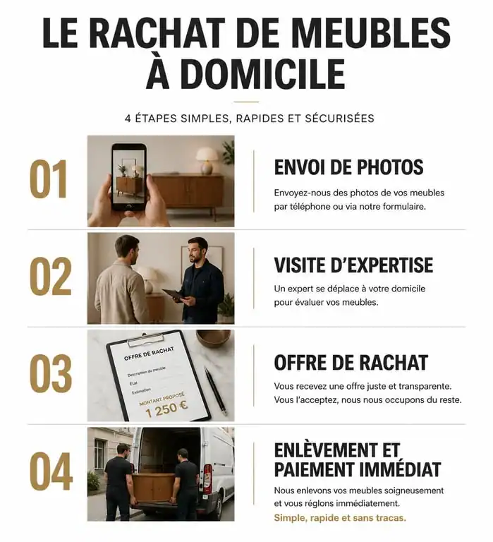 Processus de rachat de meubles à domicile en 4 étapes clés