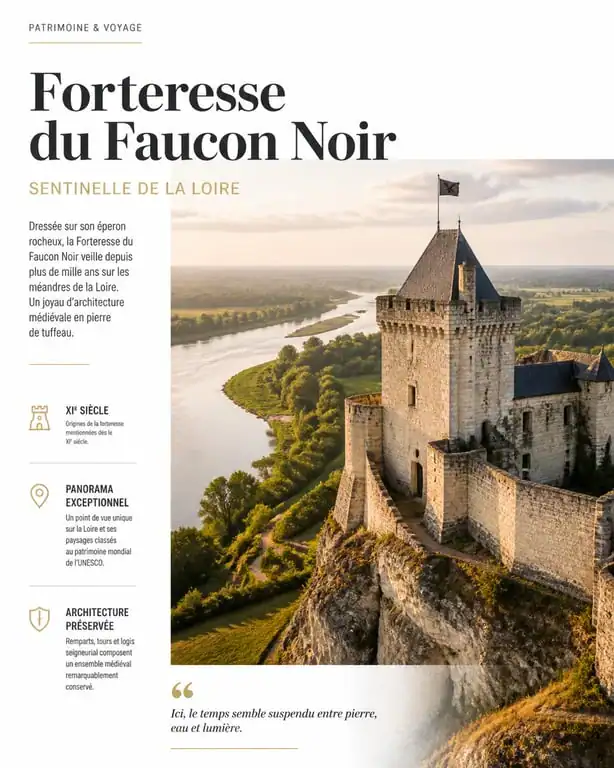 Vue panoramique de la Forteresse du Faucon Noir surplombant la Loire