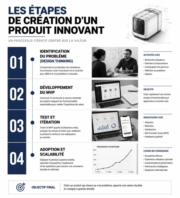 Processus de création d'un produit innovant : du Design Thinking au MVP