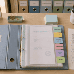 organisation classeur avec intercalaires et documents triés