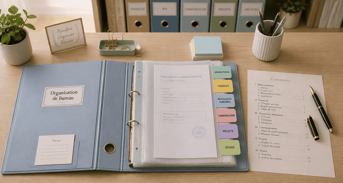 organisation classeur avec intercalaires et documents triés