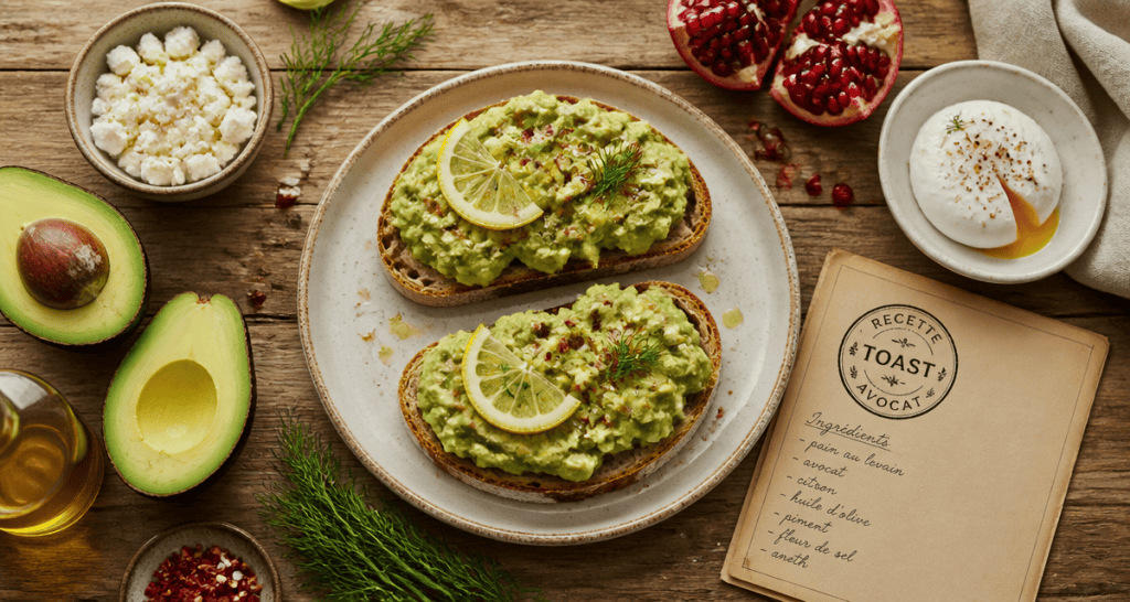 Recettes toast avocat sur pain levain, avocat, œuf, feta, citron