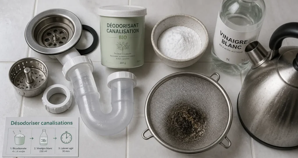 Désodorisant canalisation naturel : bicarbonate et vinaigre pour stopper les remontées