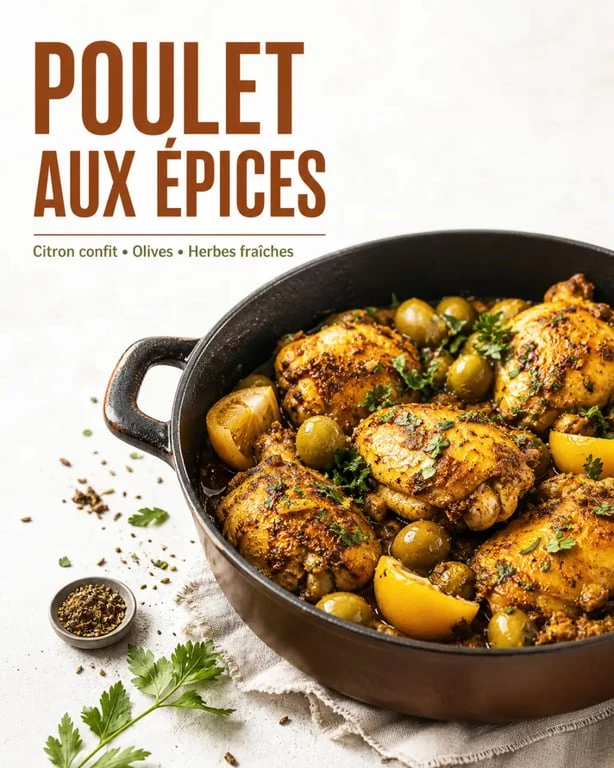 Poulet aux épices et citron confit, une recette savoureuse issue de la liste des épices