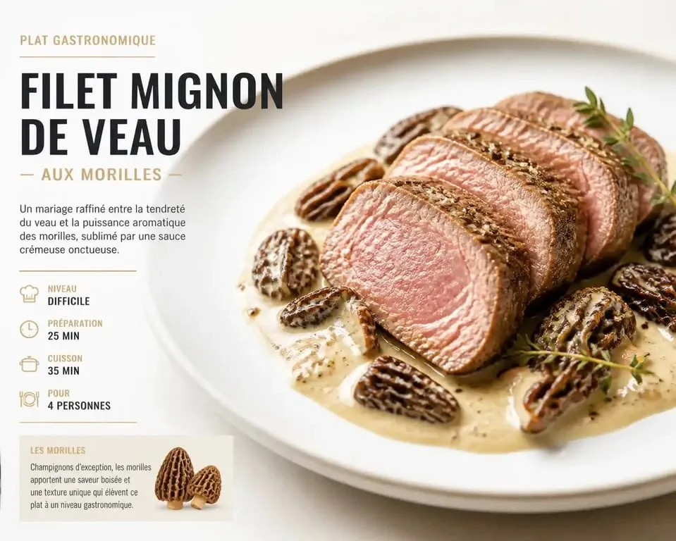 Filet mignon de veau gastronomique aux morilles et sauce crémeuse