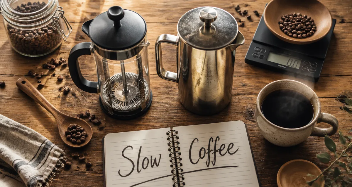 meilleure cafetière à piston en verre et inox sur plan de travail