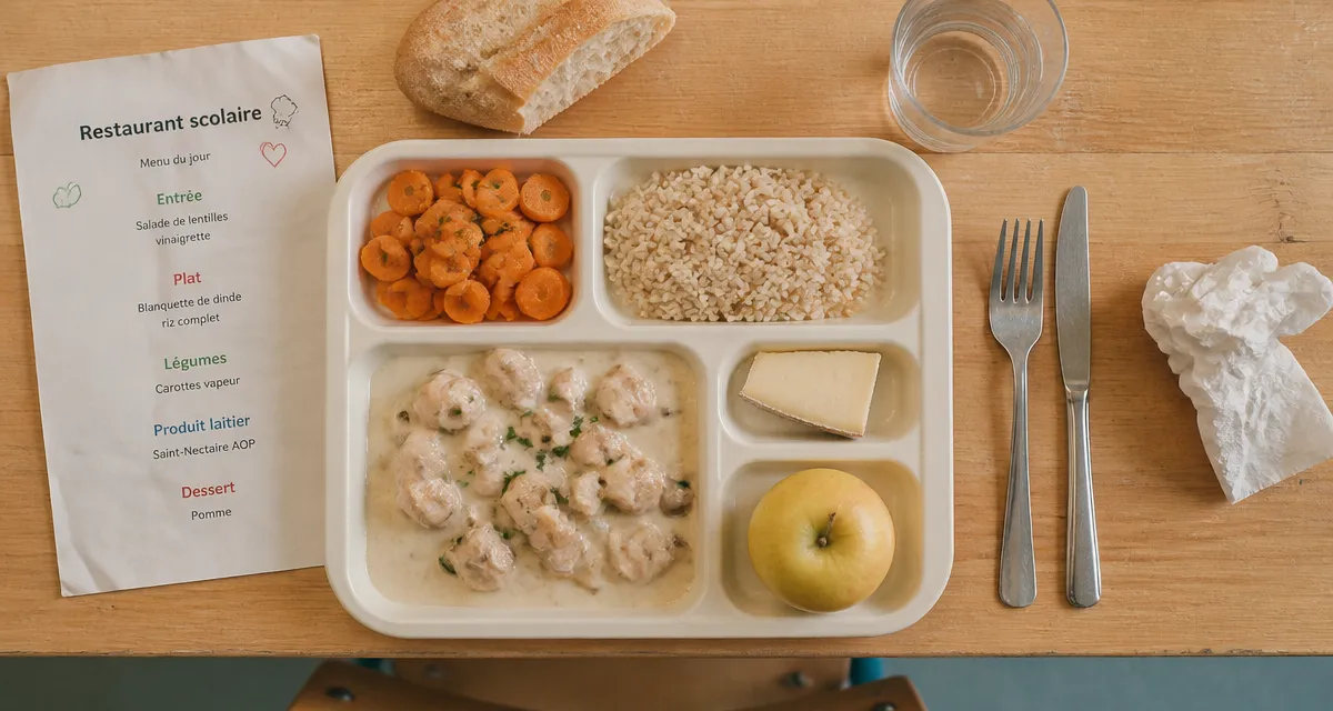 plateau repas restaurant scolaire vue du dessus