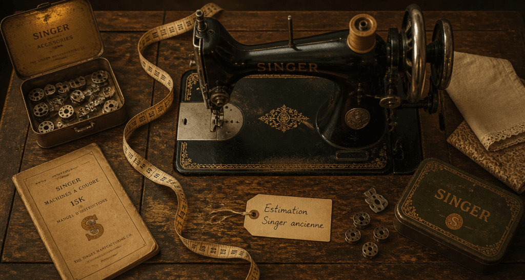 singer machine à coudre ancienne prix vue accessoires