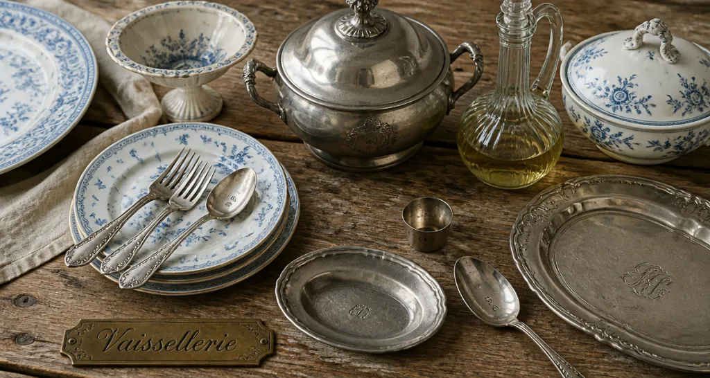 vaissellerie définition, objets anciens et modernes sur table