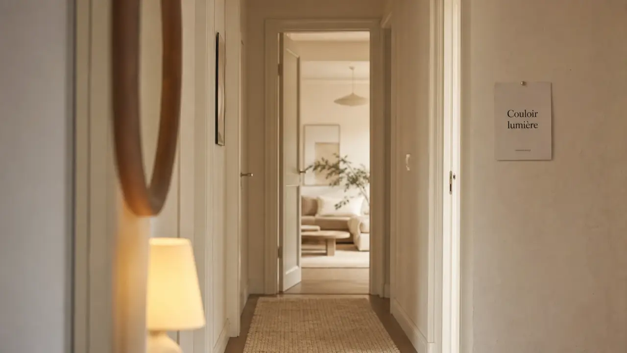 Couleur peinture pour couloir lumineux : couloir plus grand, murs blanc cassé