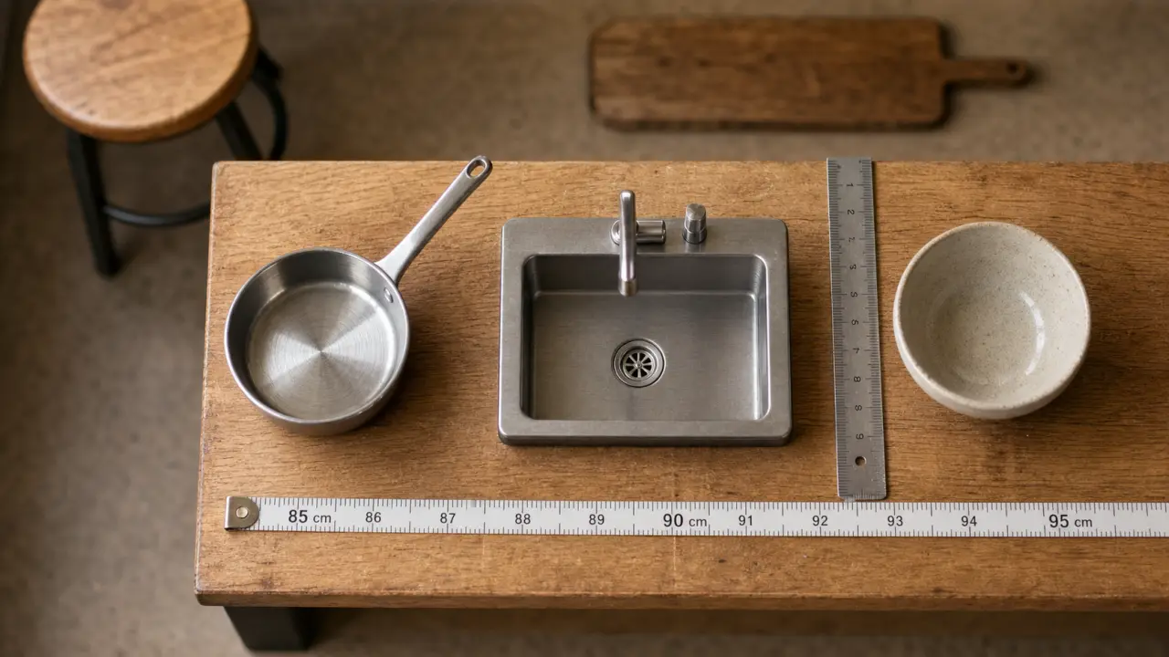 cuisine hauteur plan de travail : repère 90 cm