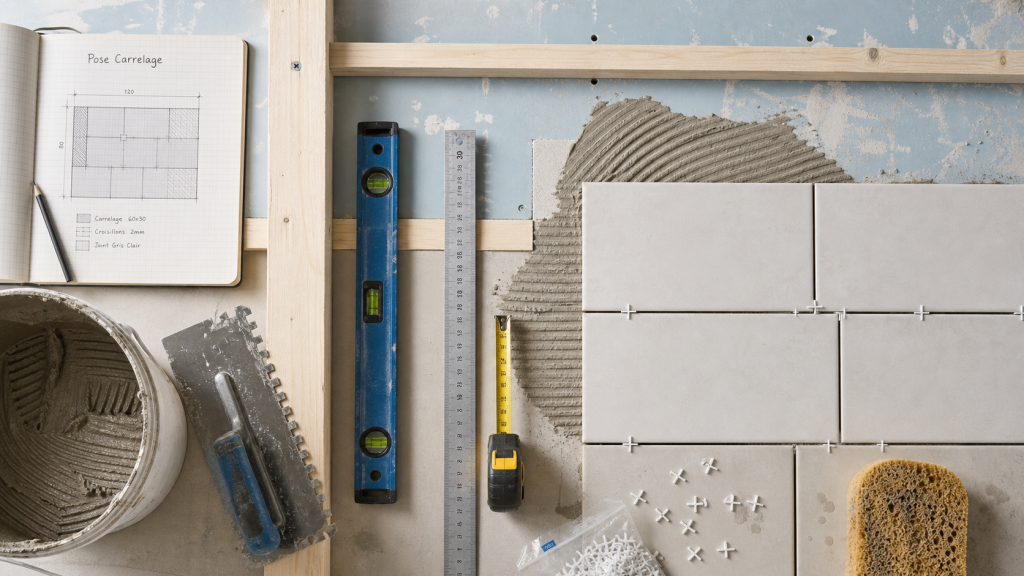 Pose carrelage mural : tasseaux et joints hydrofuges pour des découpes propres