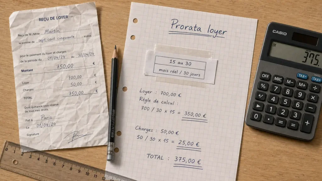 Prorata loyer calcul mois réel sur 30 jours