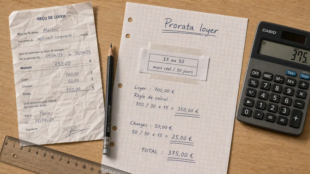 Prorata loyer calcul mois réel sur 30 jours