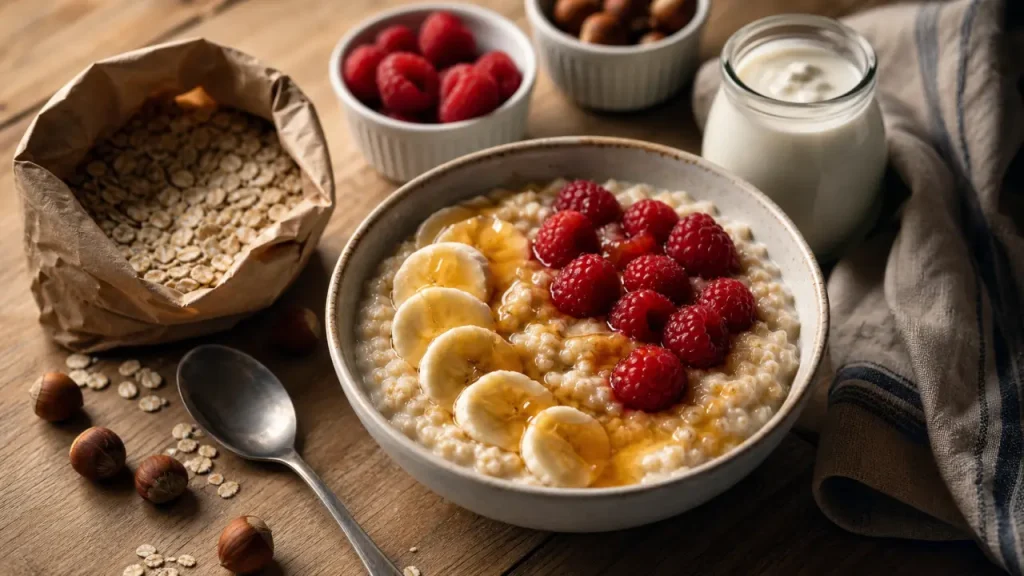Porridge aux flocons d avoine, banane et miel