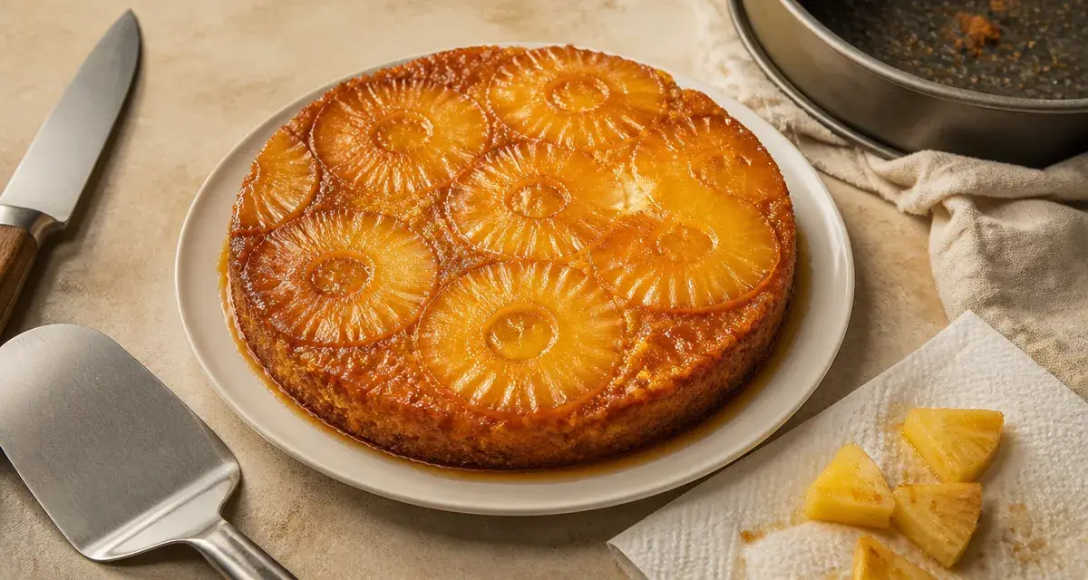 Recette gâteau ananas frais facile marmiton, caramel blond 180°C, gâteau renversé