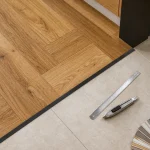 Jonction salon parquet cuisine carrelage parfaite, parquet et carrelage avec profilé de transition fin