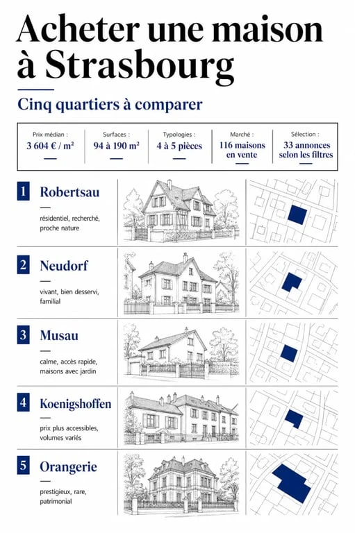 achat maison strasbourg : comparaison visuelle des quartiers et repères de prix à Strasbourg