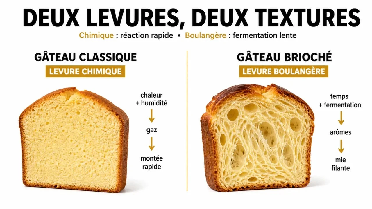 Levure boulangère pour gateau : différence de texture entre gâteau classique et gâteau brioché