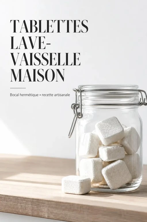 Recettes tablettes lave-vaisselle maison dans un bocal en verre