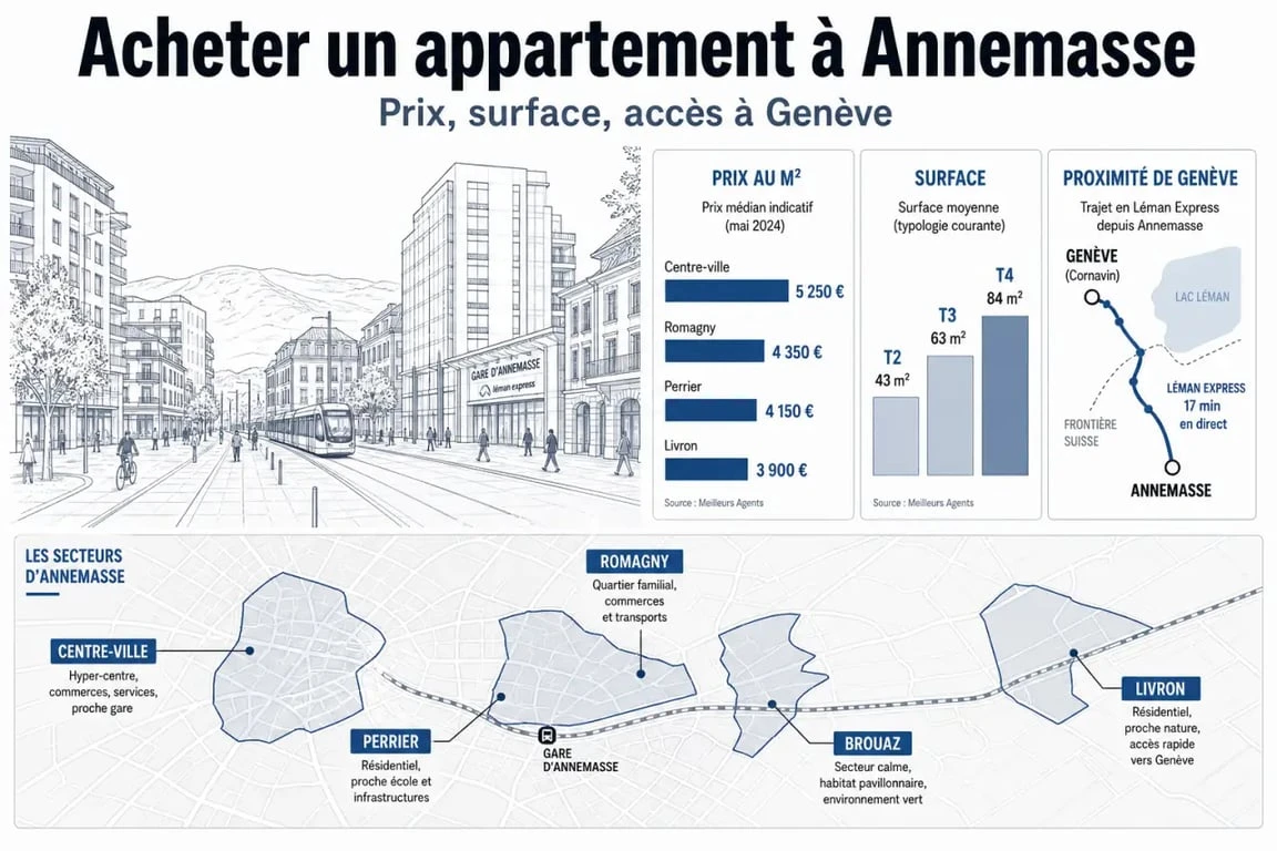 Achat appartement Annemasse : comparaison visuelle des quartiers, prix au m² et critères clés