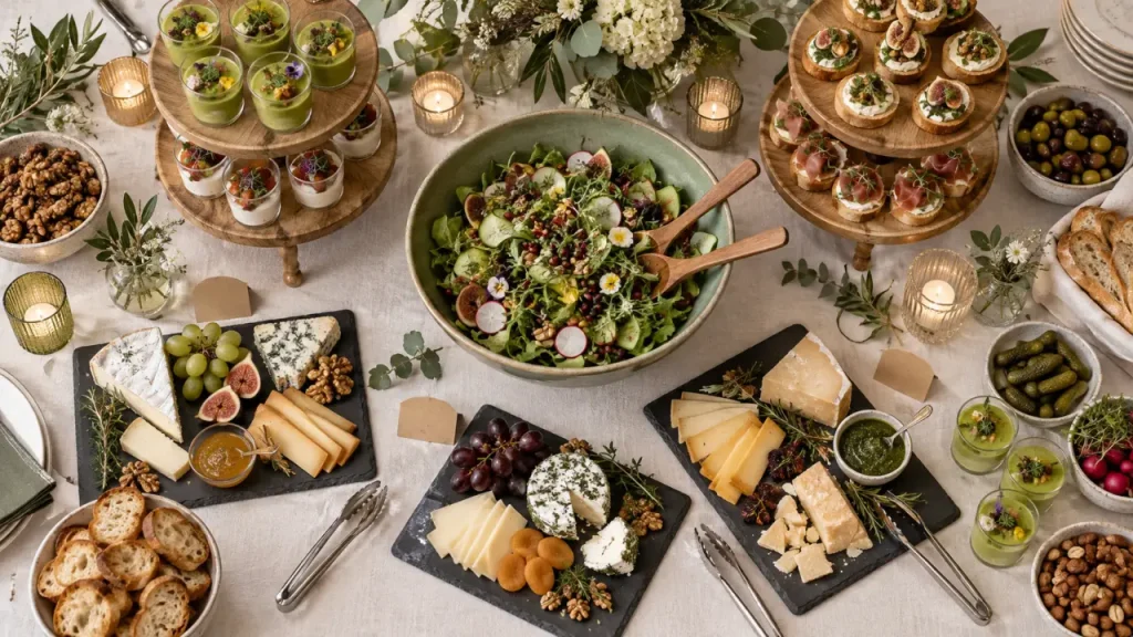 Décoration de buffet de réception : des hauteurs bien pensées sans gêner les invités