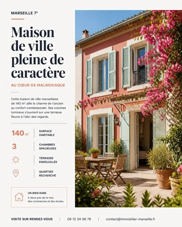 Maison de ville à vendre à Marseille avec terrasse