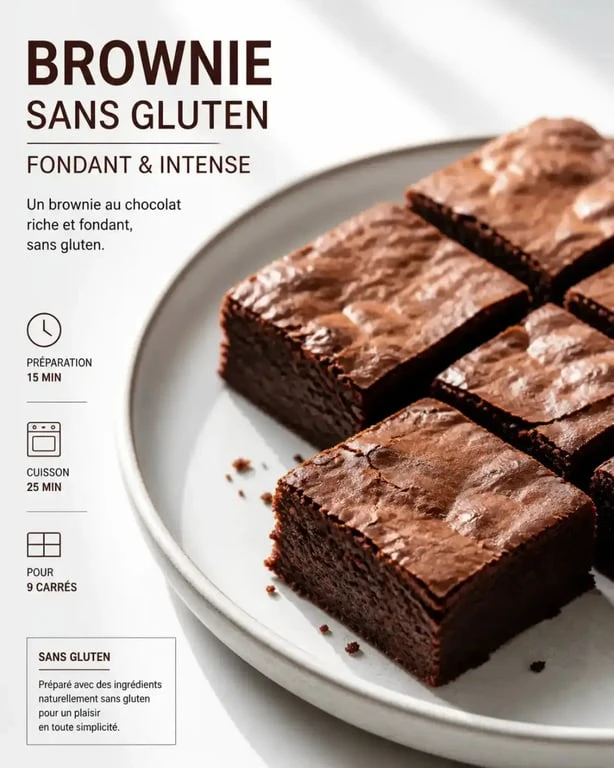 Recette de brownie sans gluten fondant et moelleux sur une assiette