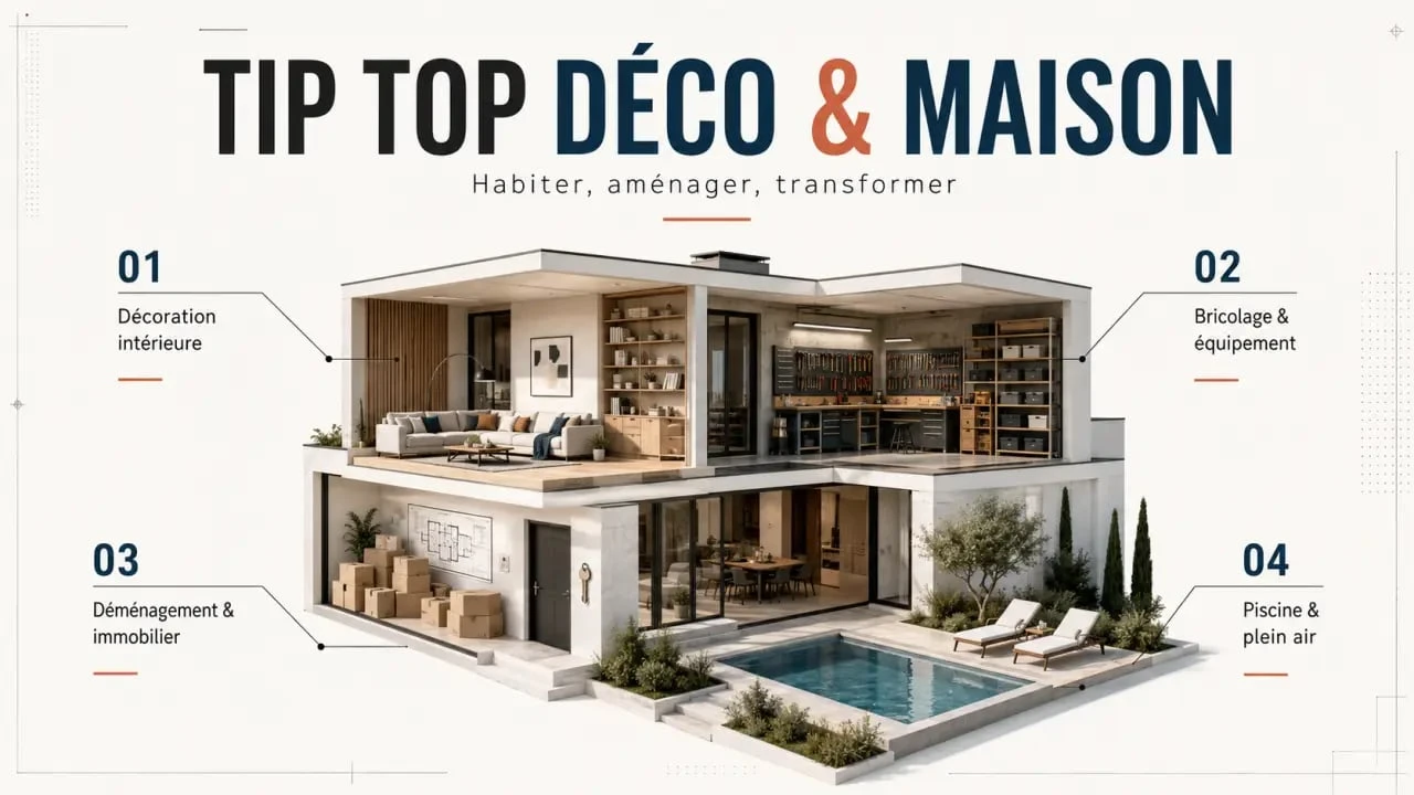 Tip Top Déco et Maison et ses rubriques décoration, bricolage, déménagement et plein air