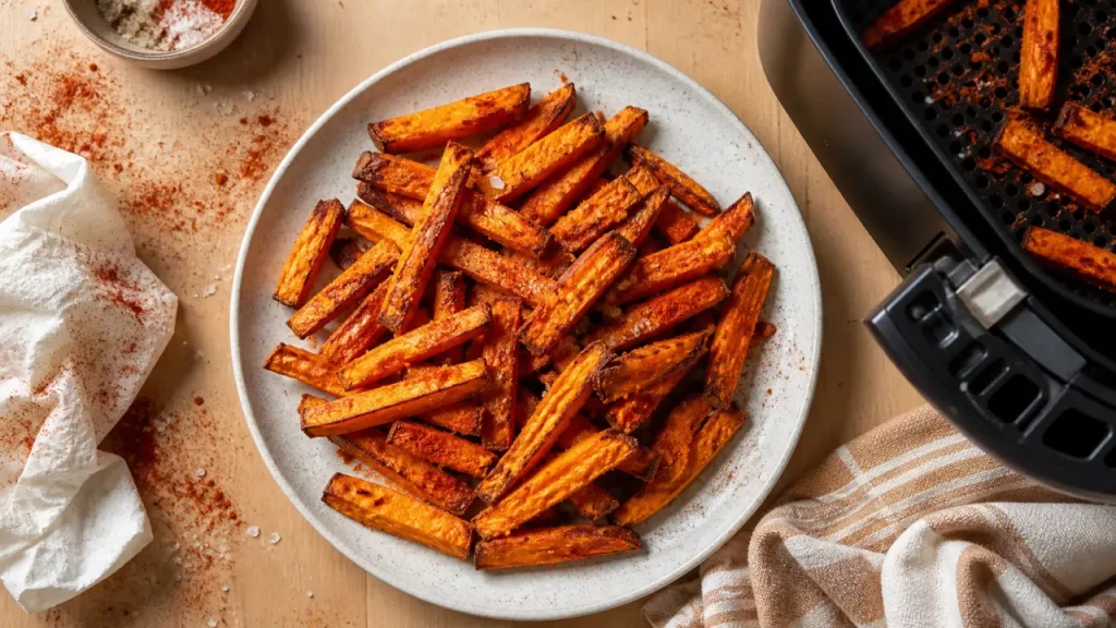 190°C, 20 minutes et un séchage soigneux : la méthode la plus fiable pour des frites de patates douces au air fryer