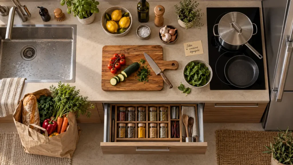 Idée cuisine équipée : plus de rangements sans alourdir la pièce