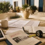 Maison sur marseille a vendre : documents immobiliers sur terrasse marseillaise