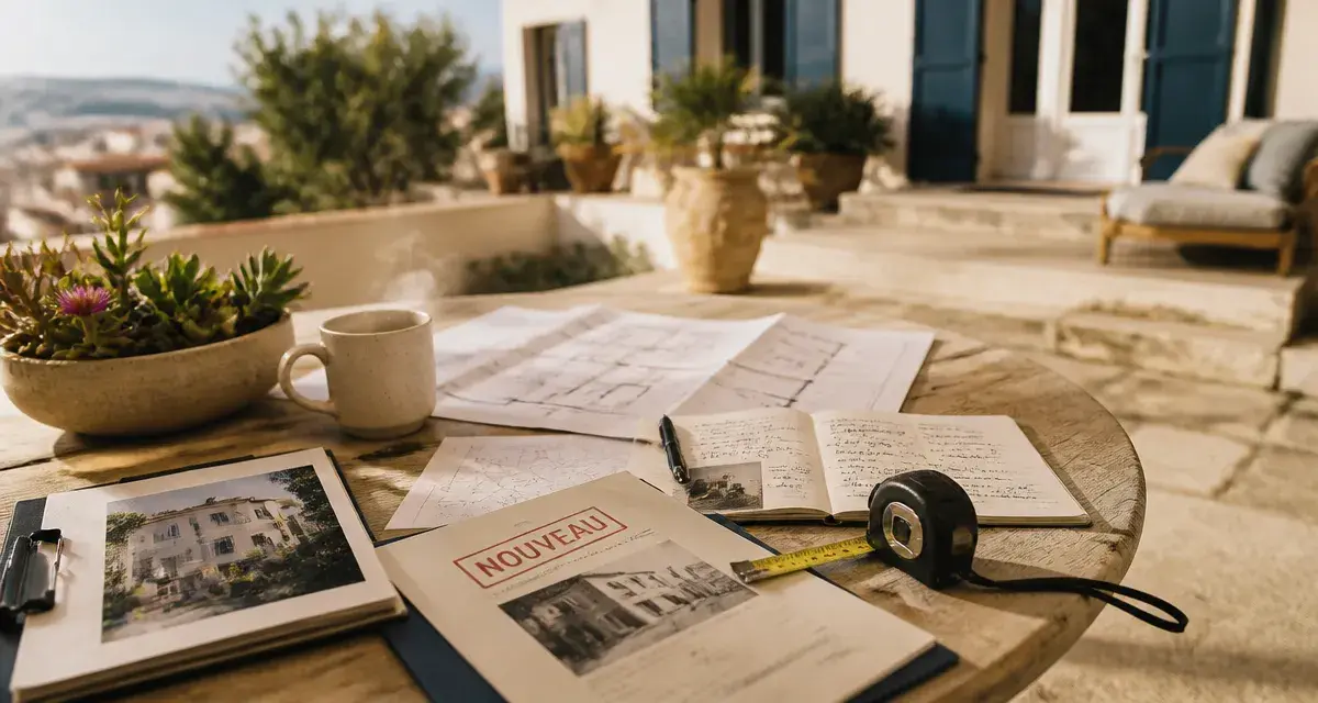 Maison sur marseille a vendre : documents immobiliers sur terrasse marseillaise
