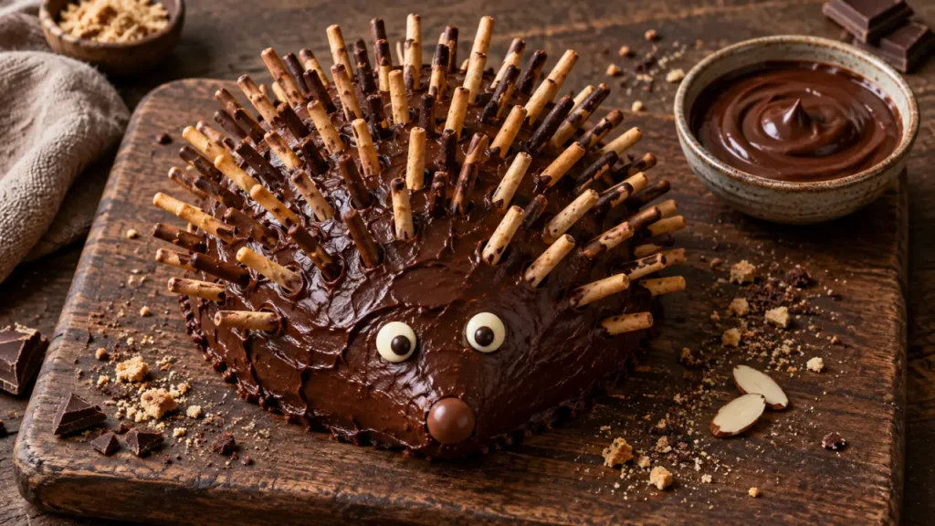 Recette gâteau hérisson facile : un gâteau au yaourt, des Mikado® et aucun moule spécial